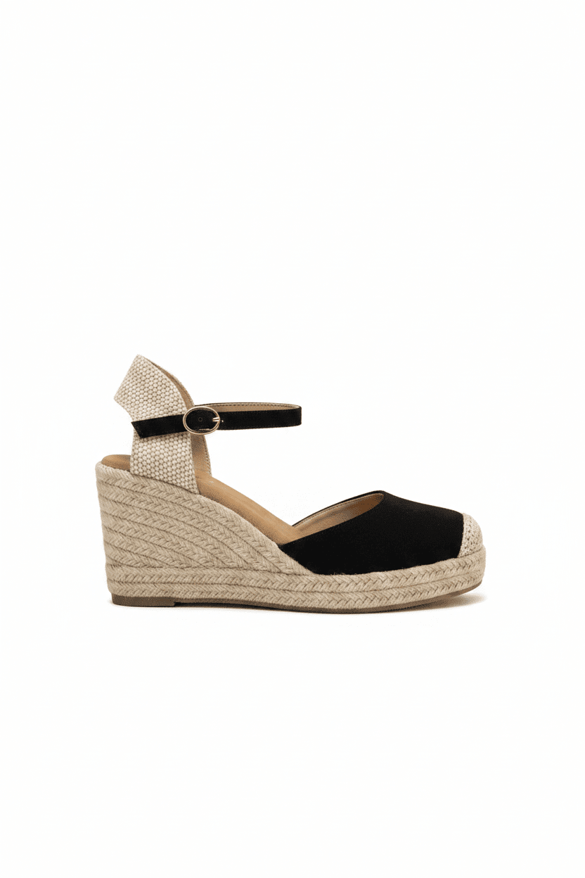 Sandalias Negro Cuña 15132 Hebilla Correa de mujer Costa Rica - Calzado 365