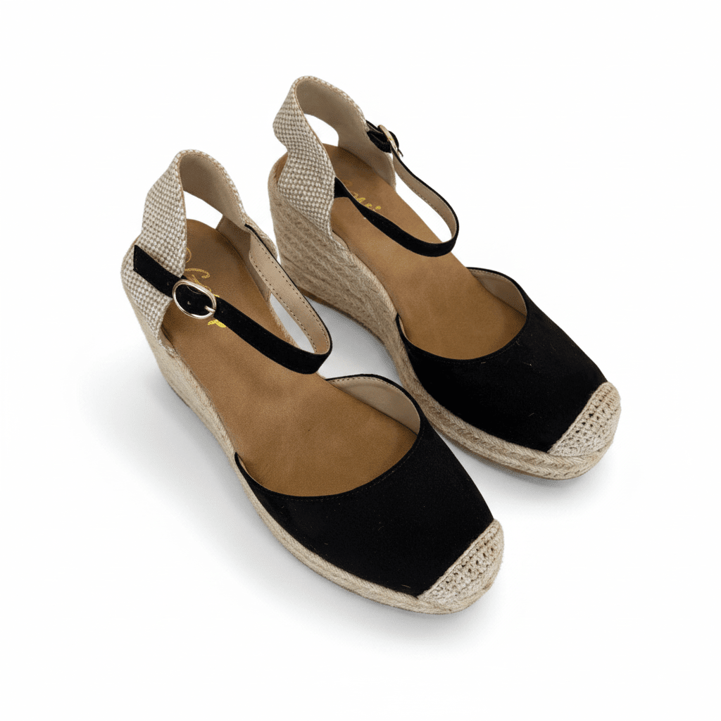 Sandalias Negro Cuña 15132 Hebilla Correa de mujer Costa Rica - Calzado 365