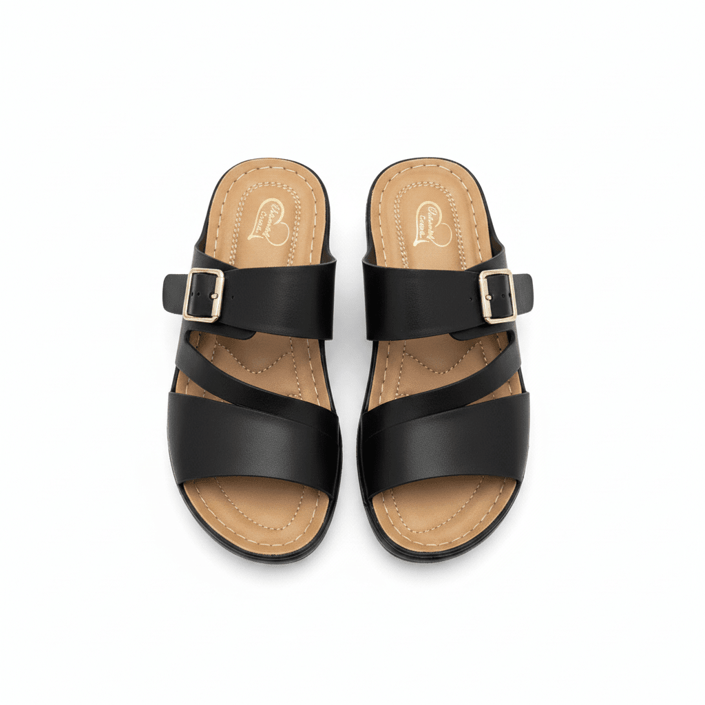 Sandalias Negro Cuña 15205 Hebilla Correa Casual de mujer Costa Rica - Calzado 365