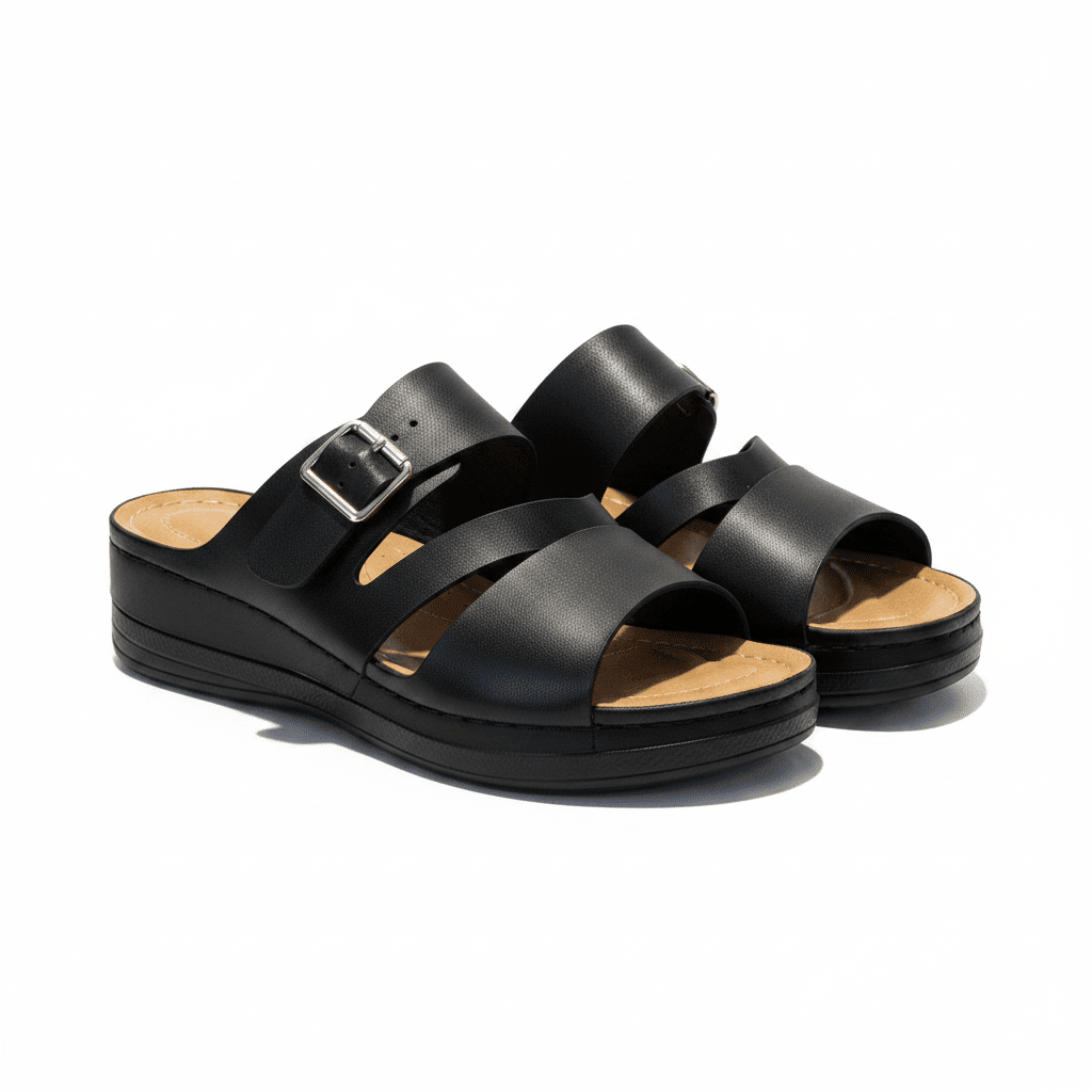 Sandalias Negro Cuña 15205 Hebilla Correa Casual de mujer Costa Rica - Calzado 365