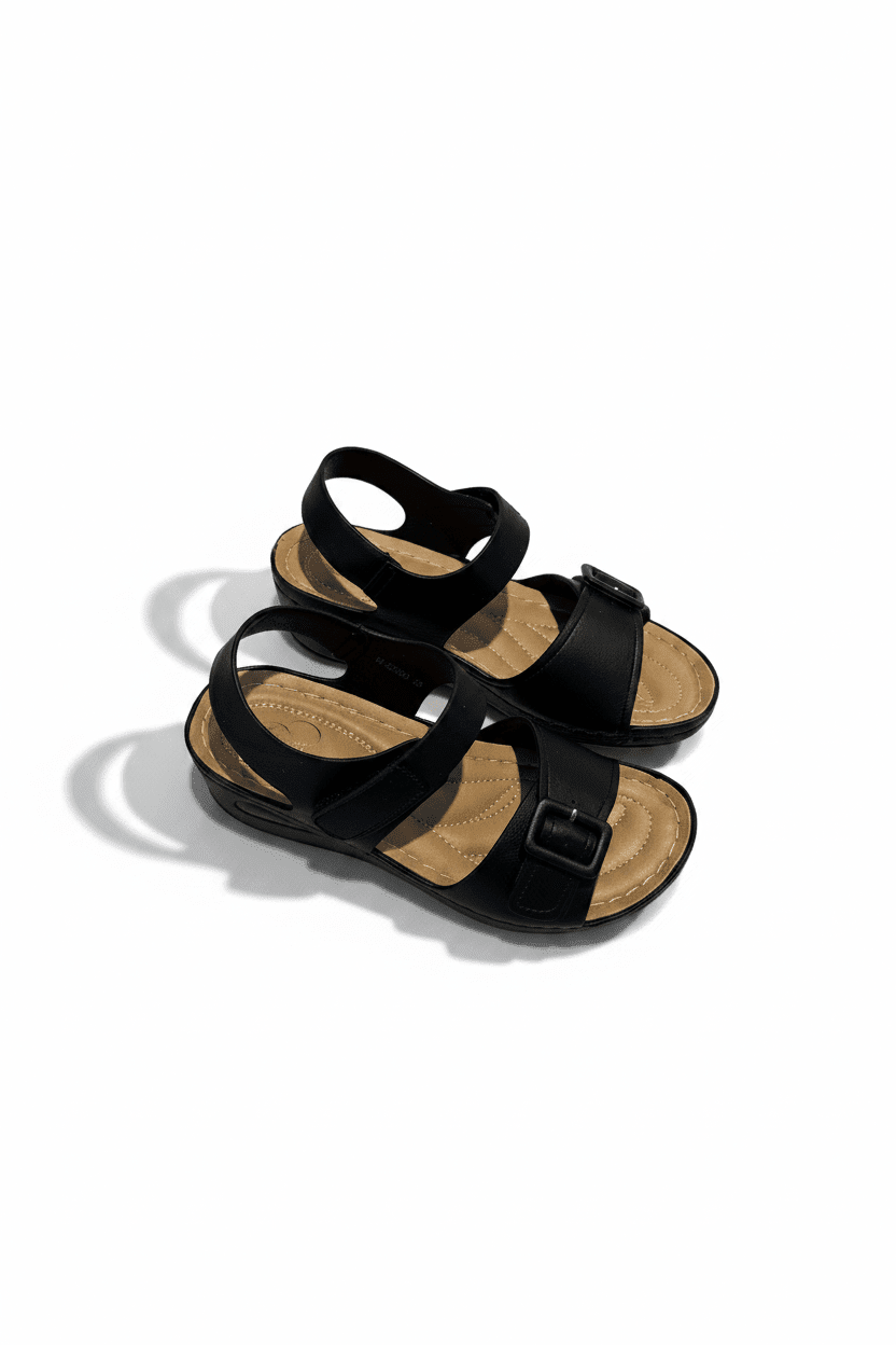 Sandalias Negro Cuña 15213 Hebilla Correa Casual de mujer Costa Rica - Calzado 365