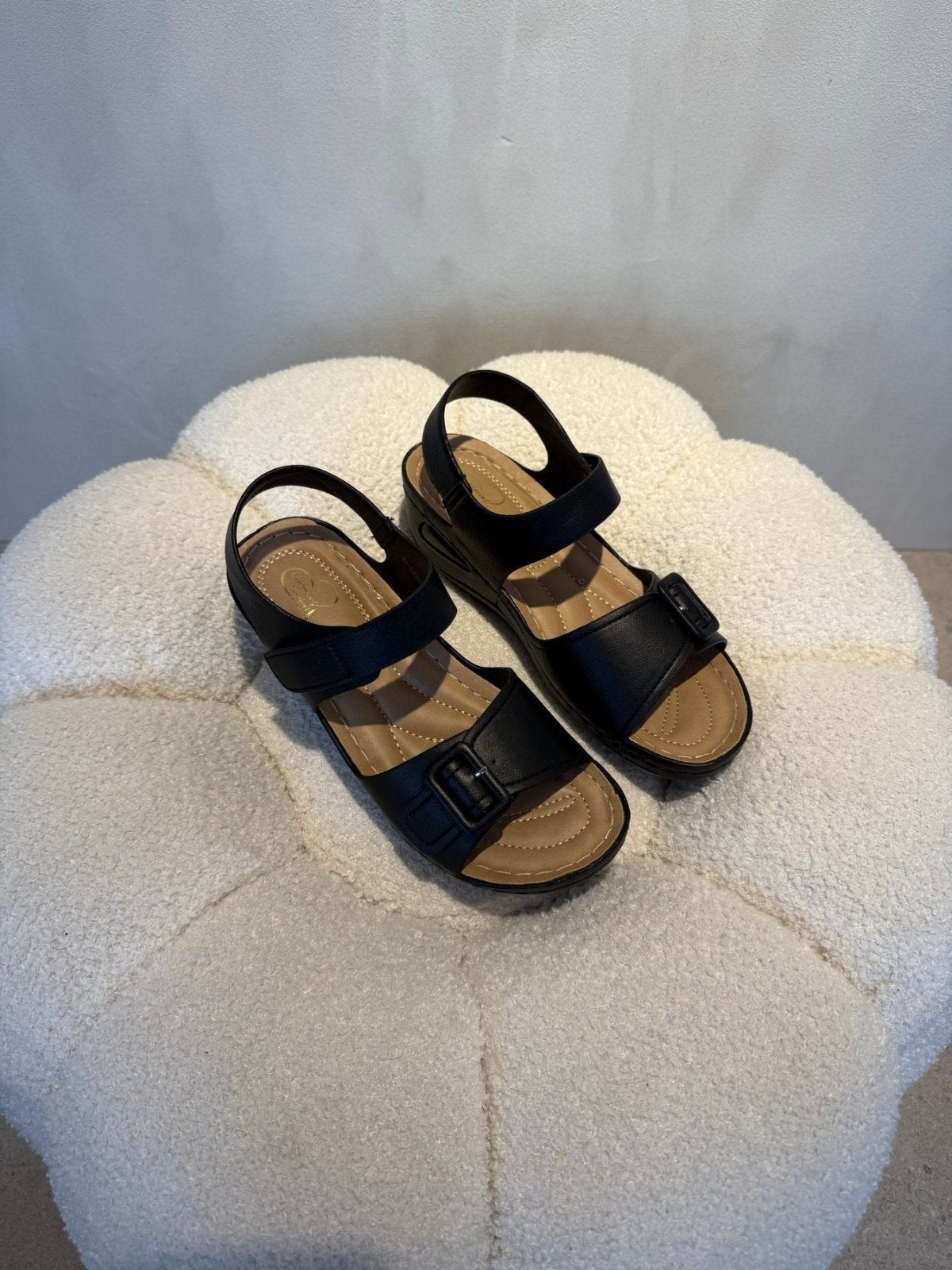 Sandalias Negro Cuña 15213 Hebilla Correa Casual de mujer Costa Rica - Calzado 365