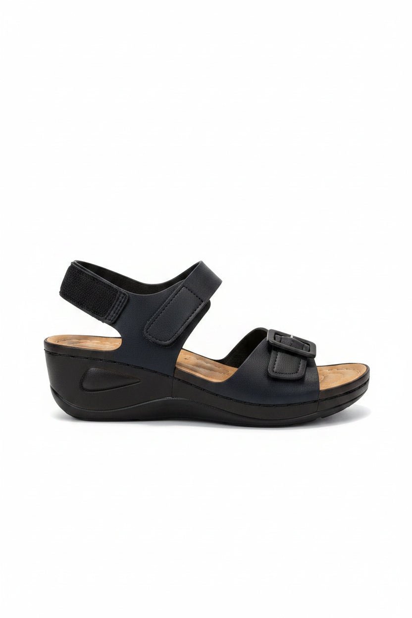 Sandalias Negro Cuña 15213 Hebilla Correa Casual de mujer Costa Rica - Calzado 365