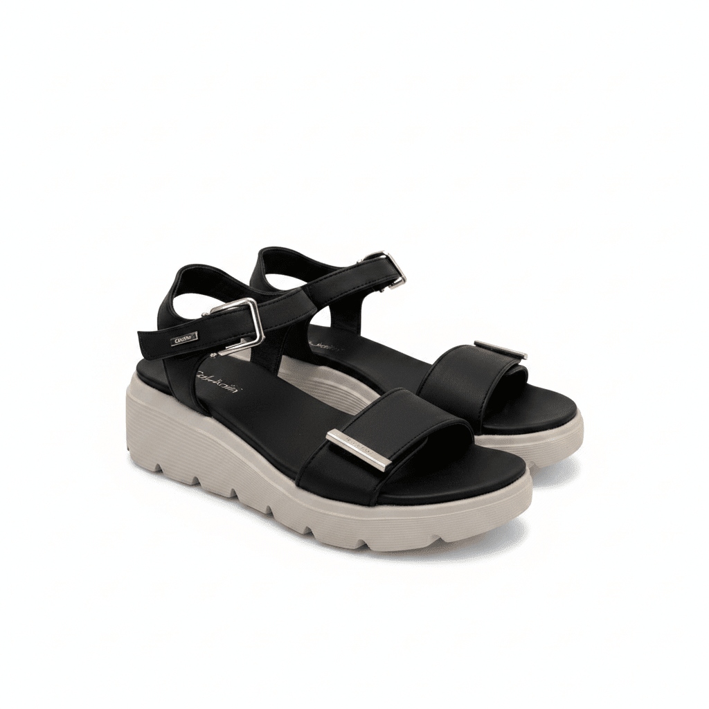 Sandalias Negro Plataforma 15111 Hebilla Correa Casual de mujer Costa Rica - Calzado 365