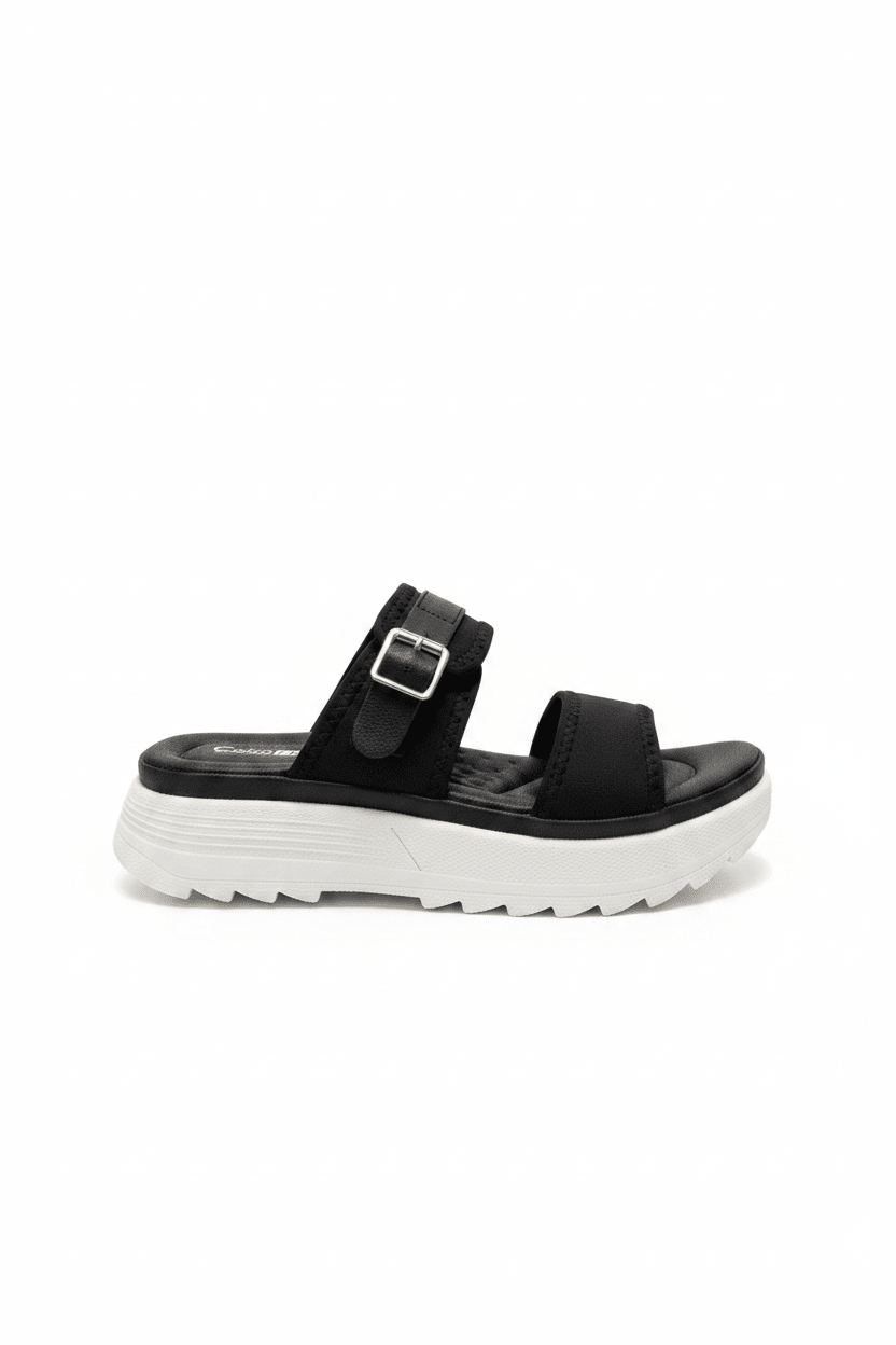 Sandalias Negro Plataforma 15119 Hebilla Correa Casual de mujer Costa Rica - Calzado 365