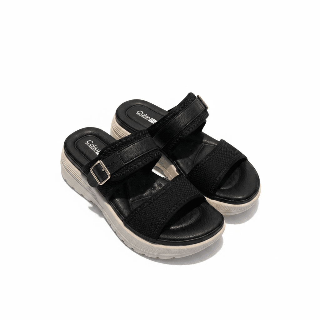 Sandalias Negro Plataforma 15119 Hebilla Correa Casual de mujer Costa Rica - Calzado 365