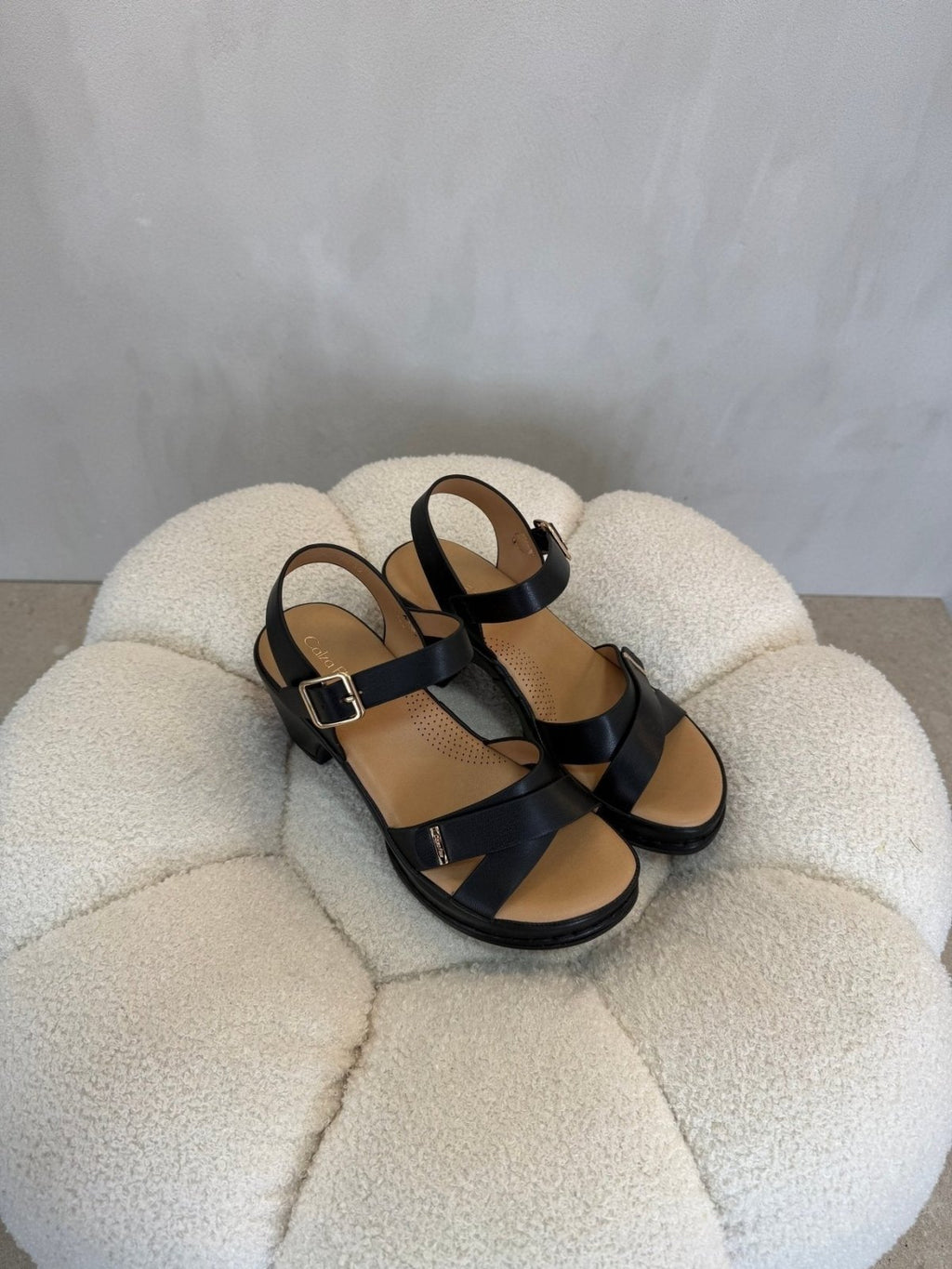 Sandalias Negro Plataforma 15121 Tacón Medio Hebilla Correa Casual de mujer Costa Rica - Calzado 365