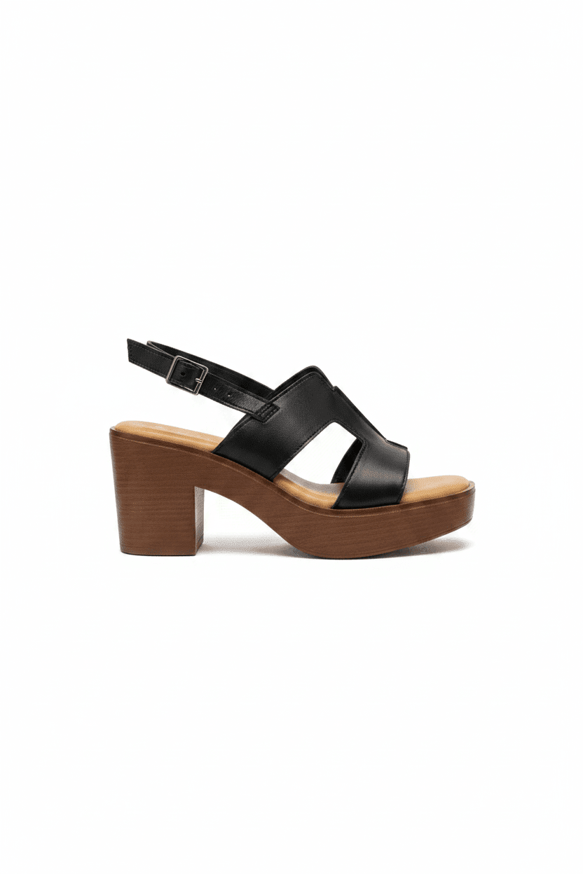 Sandalias Negro Tacón Medio 15126 Correa Casual de mujer Costa Rica - Calzado 365