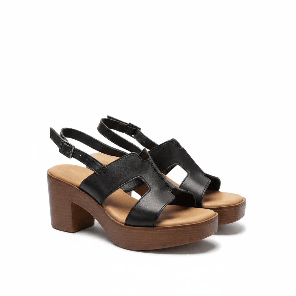 Sandalias Negro Tacón Medio 15126 Correa Casual de mujer Costa Rica - Calzado 365