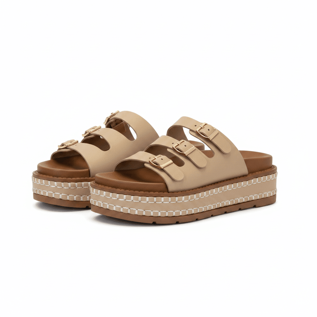 Sandalias Nude Tan Plataforma 15144 Hebilla de mujer Costa Rica - Calzado 365