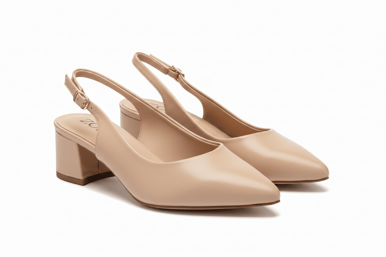 Tacones Beige 15089 Tacón Medio Punta Fina Slingback de mujer Zoé Brand Costa Rica - Calzado 365