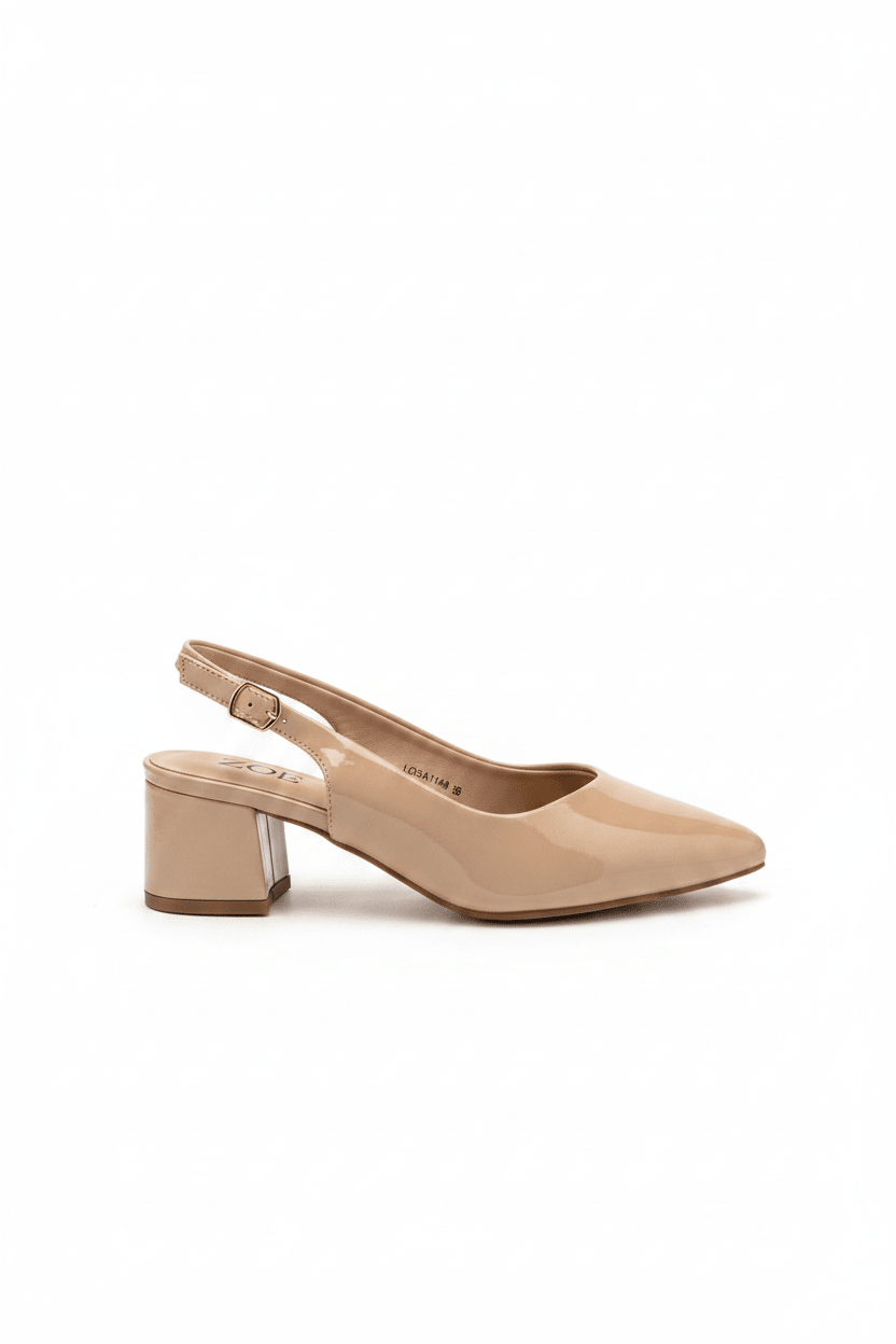 Tacones Beige 15089 Tacón Medio Punta Fina Slingback de mujer Zoé Brand Costa Rica - Calzado 365