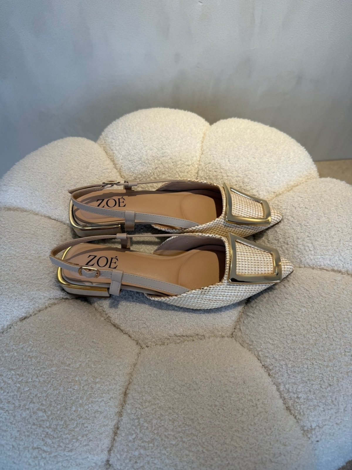Tacones Beige 15092 Tacón Bajo Punta Fina Slingback de mujer Costa Rica - Calzado 365