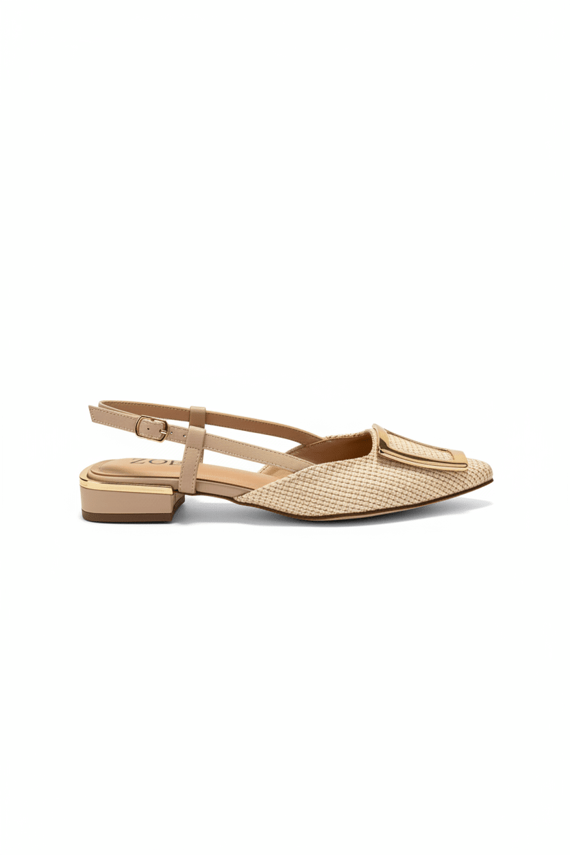 Tacones Beige 15092 Tacón Bajo Punta Fina Slingback de mujer Costa Rica - Calzado 365