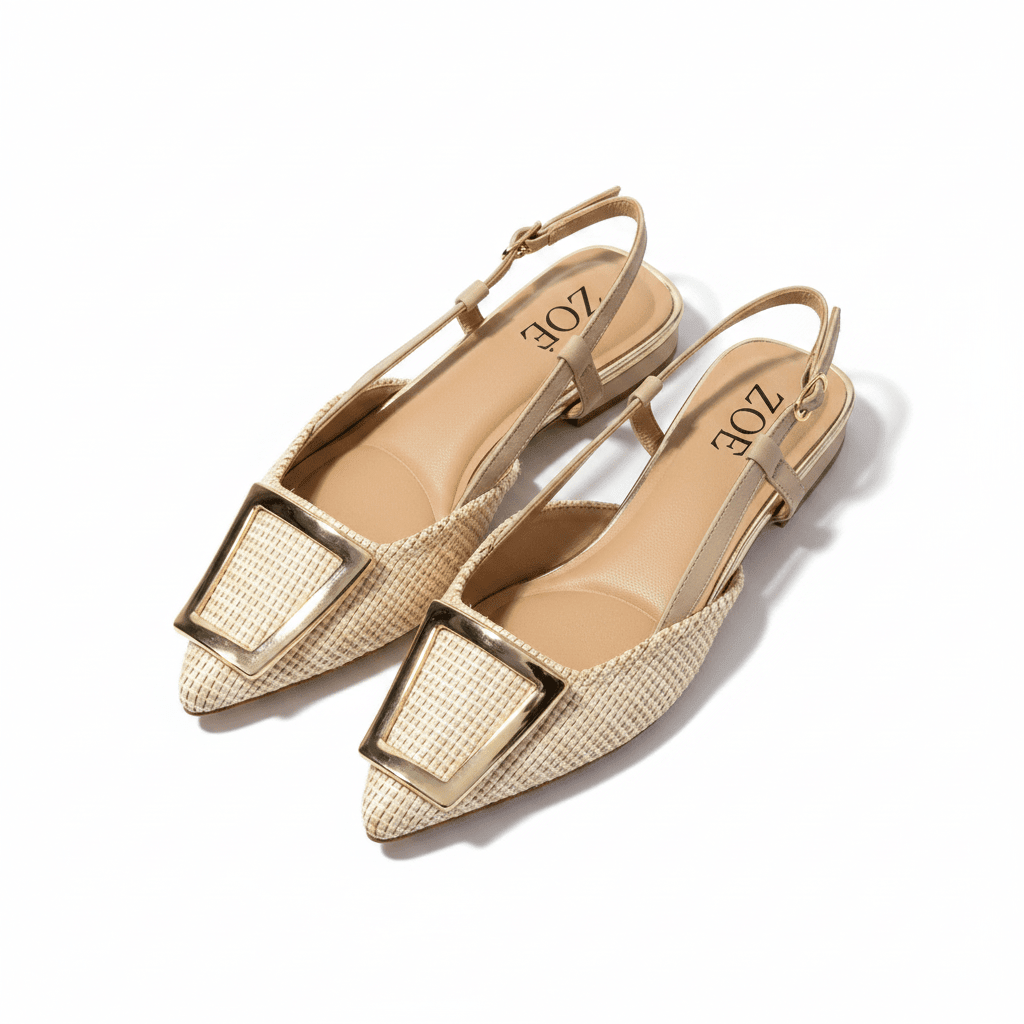 Tacones Beige 15092 Tacón Bajo Punta Fina Slingback de mujer Costa Rica - Calzado 365