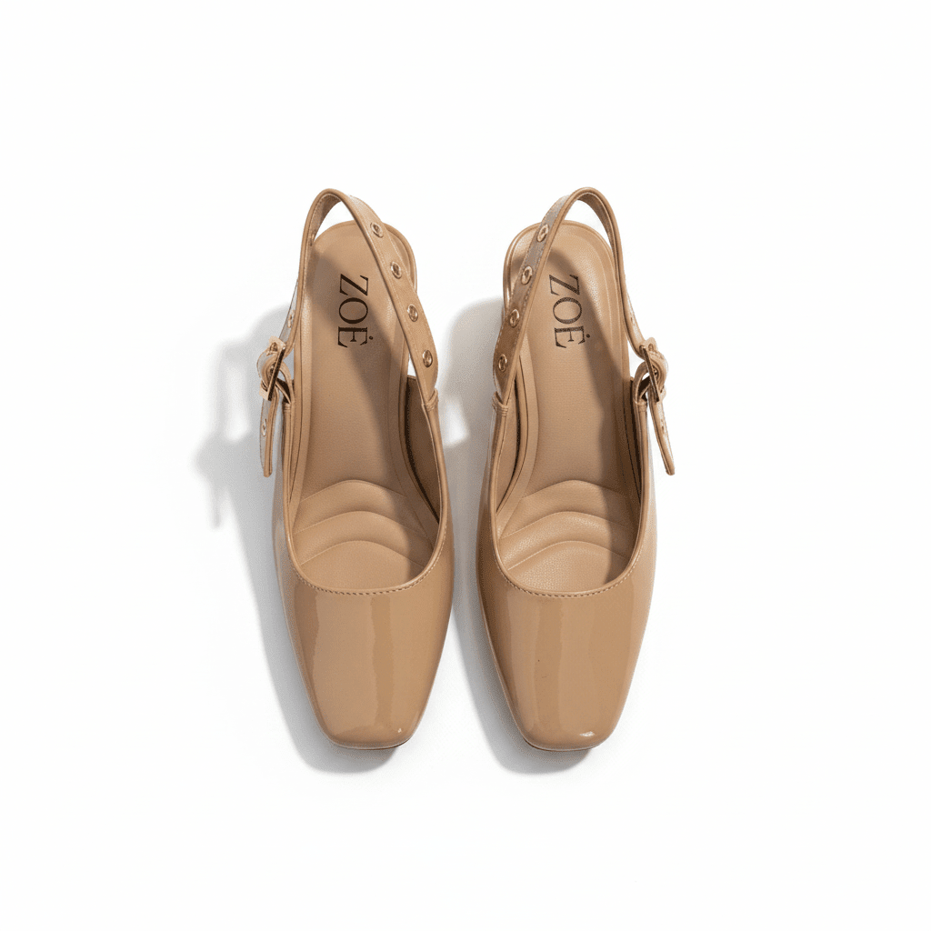 Tacones Beige Charol 15080 Hebilla Slingback Tacón Medio de mujer Zoé Brand Costa Rica - Calzado 365