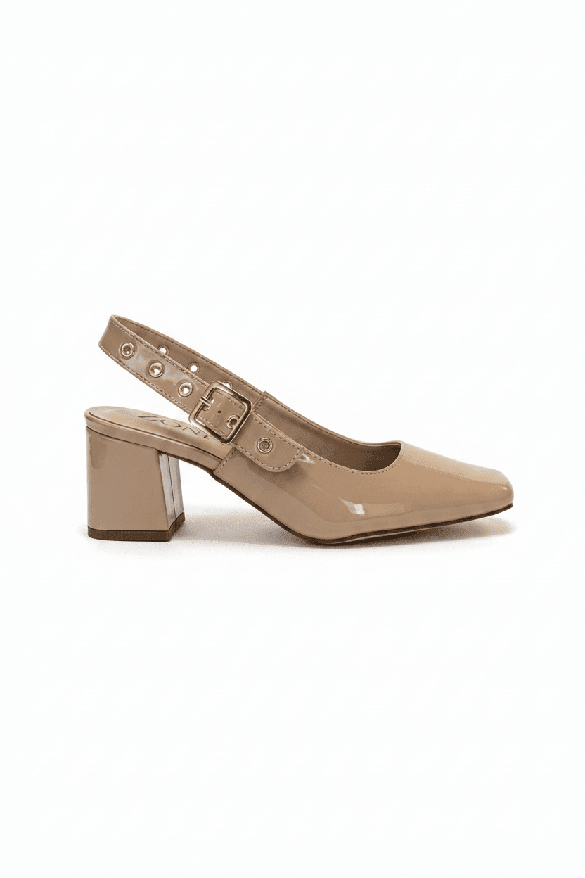 Tacones Beige Charol 15080 Hebilla Slingback Tacón Medio de mujer Zoé Brand Costa Rica - Calzado 365