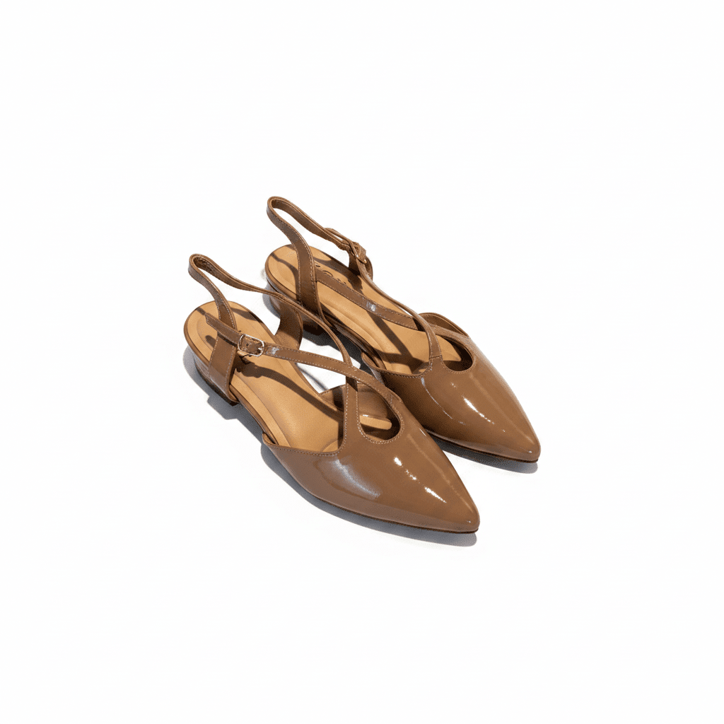 Tacones Beige Charol 15083 Tacón Bajo Punta Fina Slingback de mujer Zoé Brand Costa Rica - Calzado 365