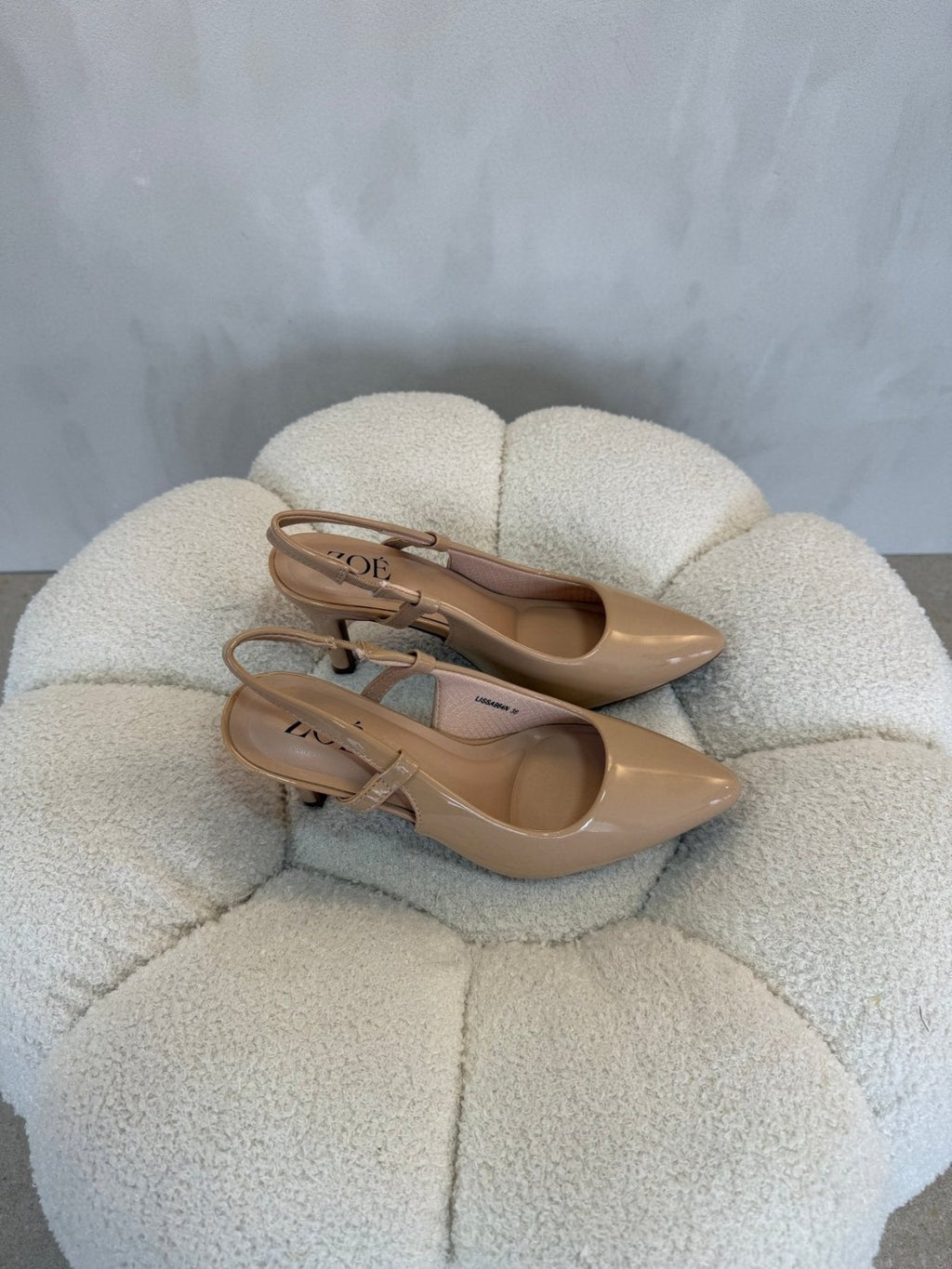 Tacones Beige Charol 15097 Punta Fina Slingback de mujer Costa Rica - Calzado 365