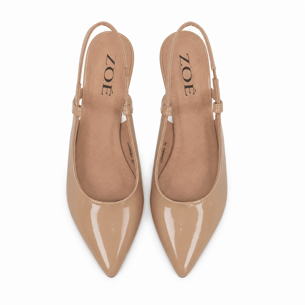Tacones Beige Charol 15097 Punta Fina Slingback de mujer Costa Rica - Calzado 365