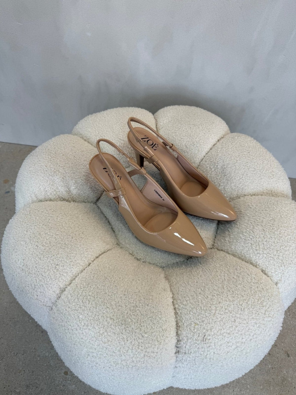 Tacones Beige Charol 15097 Punta Fina Slingback de mujer Costa Rica - Calzado 365