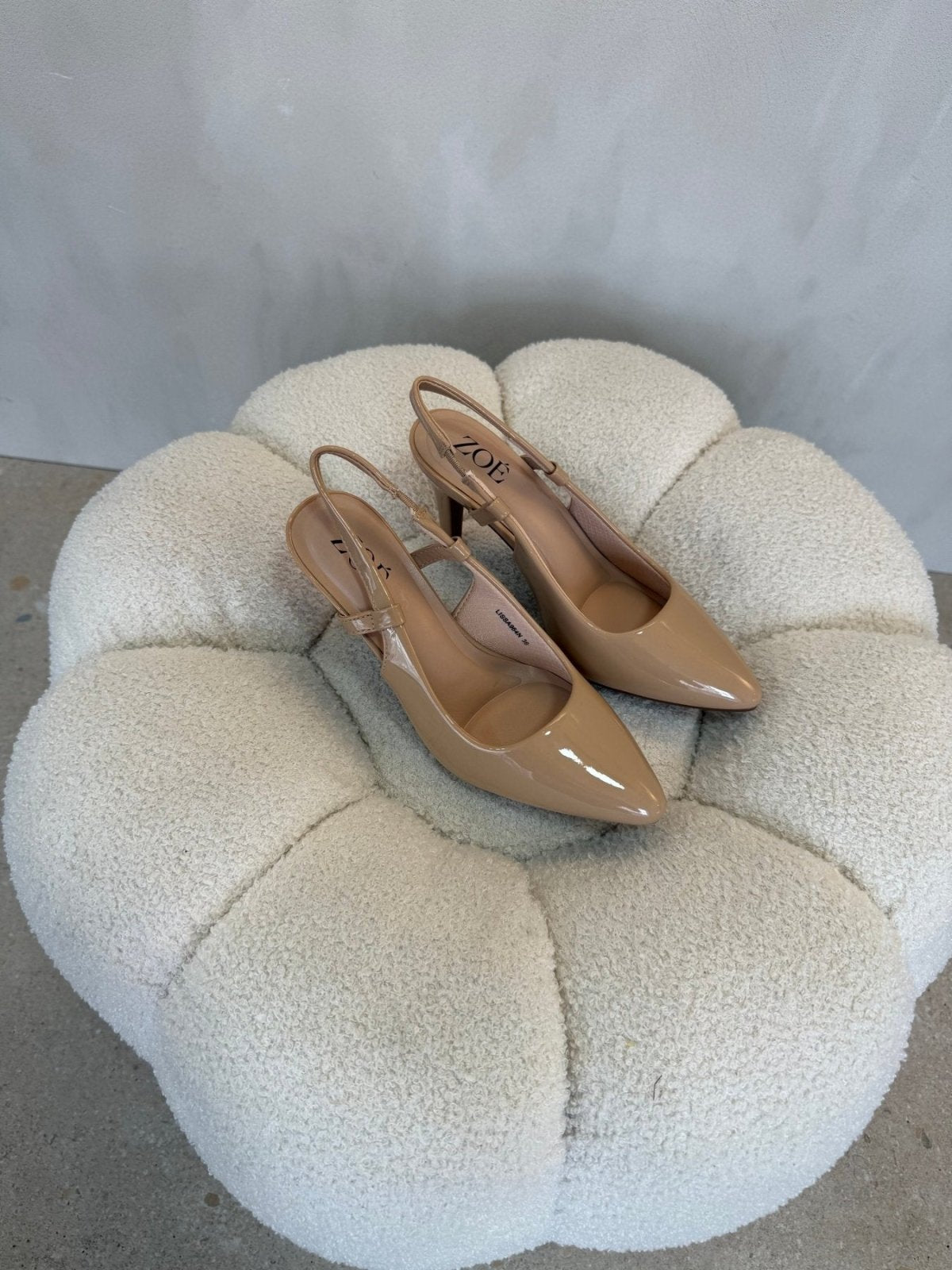 Tacones Beige Charol 15097 Punta Fina Slingback de mujer Costa Rica - Calzado 365