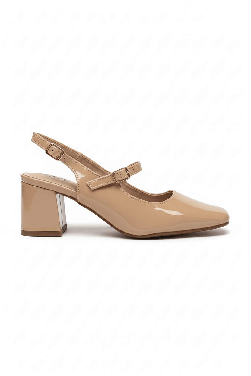 Tacones Beige Nude Charol 14999 Slingback Mary Jane, Ejecutivo de mujer Calzado 365 Costa Rica - Calzado 365