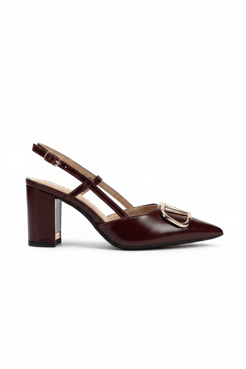 Tacones Burdeos 14998 Hebillas Slingback Ejecutivo de mujer Calzado 365 Costa Rica - Calzado 365