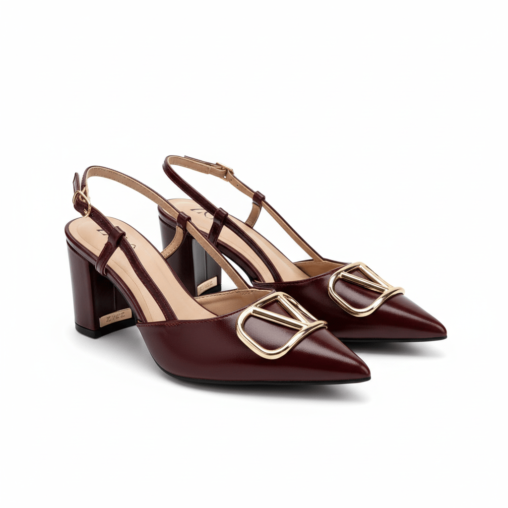 Tacones Burdeos 14998 Hebillas Slingback Ejecutivo de mujer Calzado 365 Costa Rica - Calzado 365