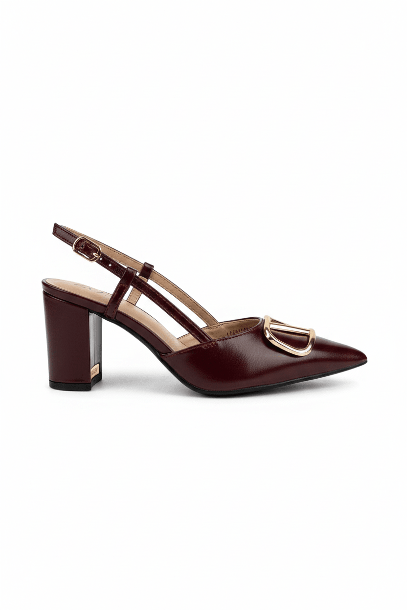 Tacones Burdeos 14998 Hebillas Slingback Ejecutivo de mujer Calzado 365 Costa Rica - Calzado 365