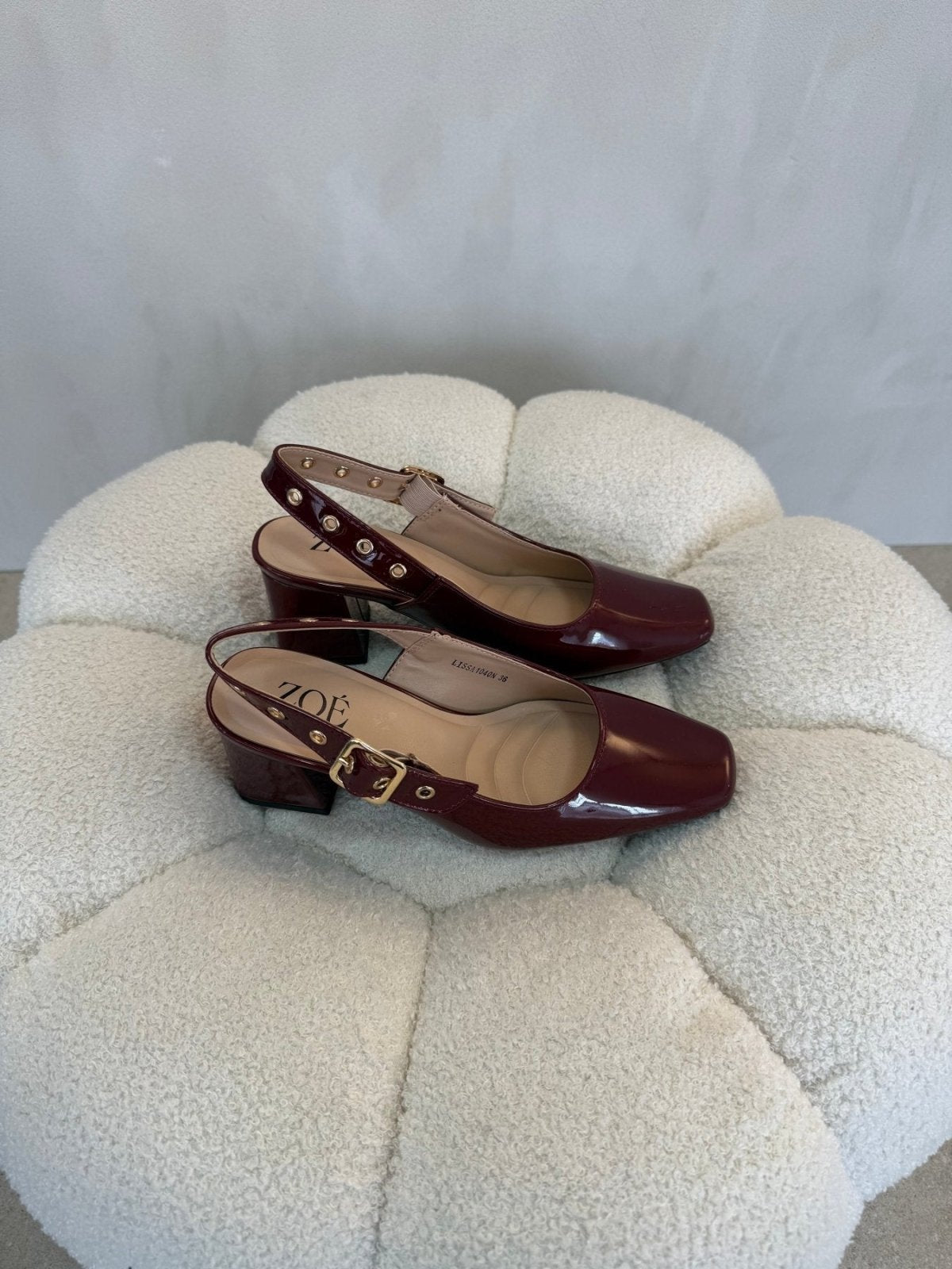 Tacones Burgundy Charol 15081 Hebilla Slingback Tacón Medio de mujer Zoé Brand Costa Rica - Calzado 365
