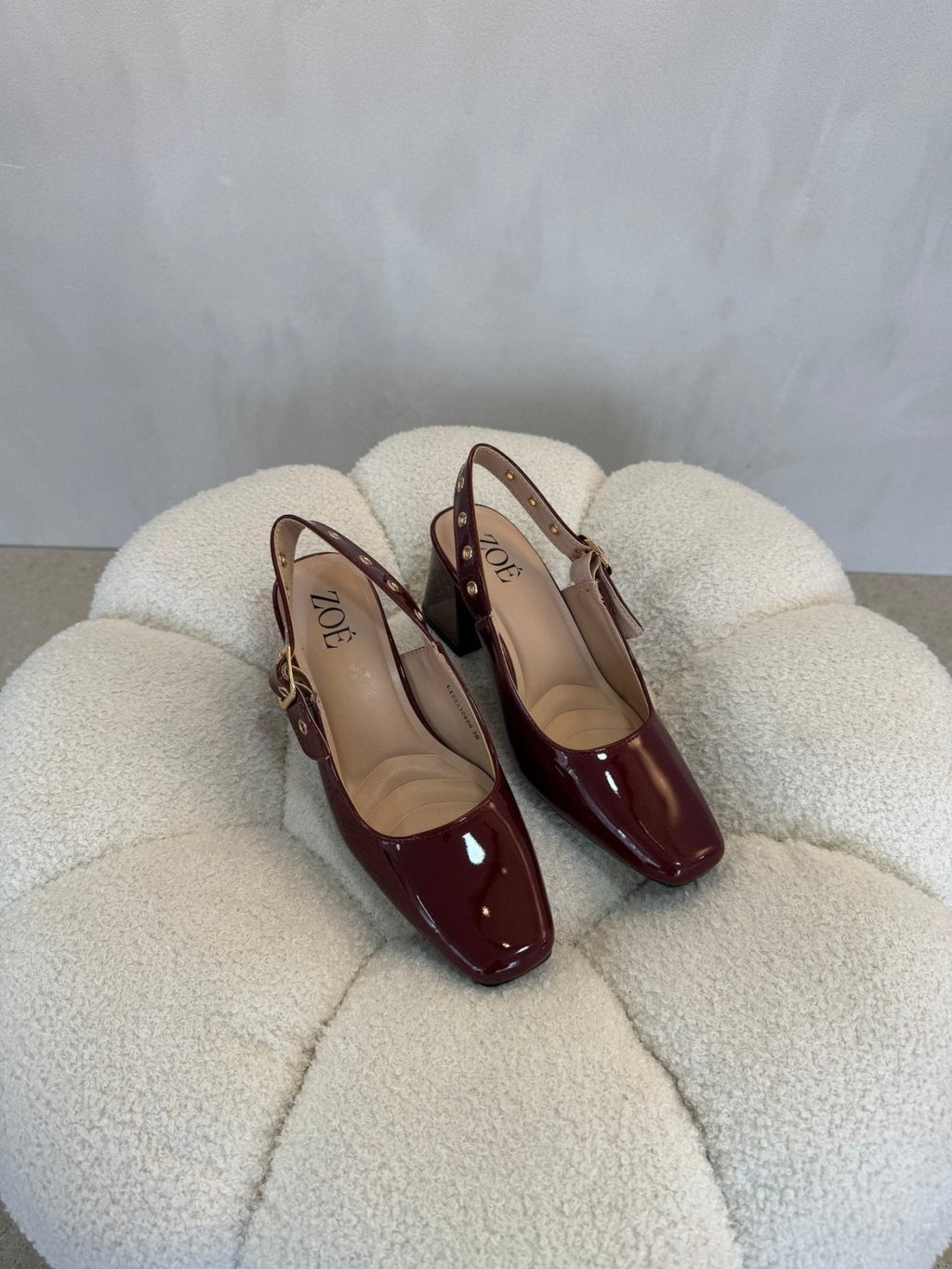 Tacones Burgundy Charol 15081 Hebilla Slingback Tacón Medio de mujer Zoé Brand Costa Rica - Calzado 365