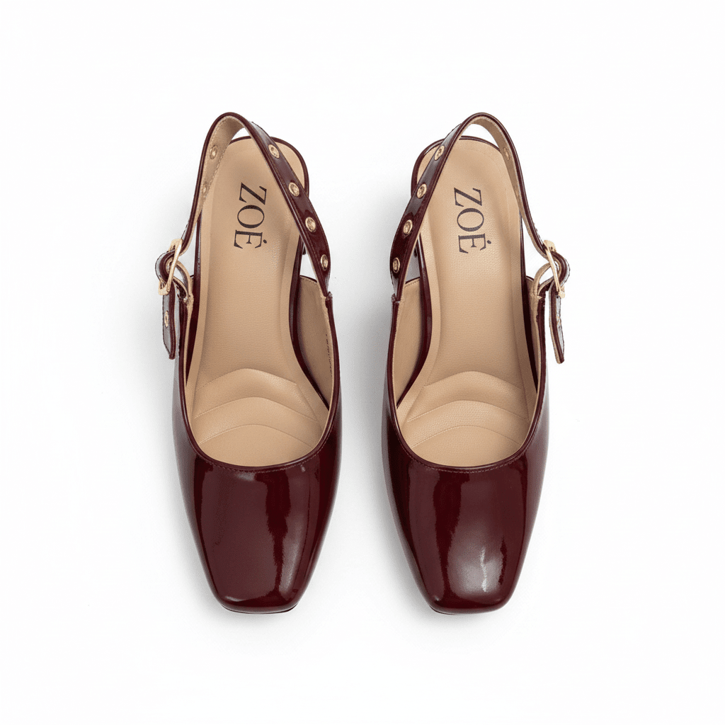 Tacones Burgundy Charol 15081 Hebilla Slingback Tacón Medio de mujer Zoé Brand Costa Rica - Calzado 365