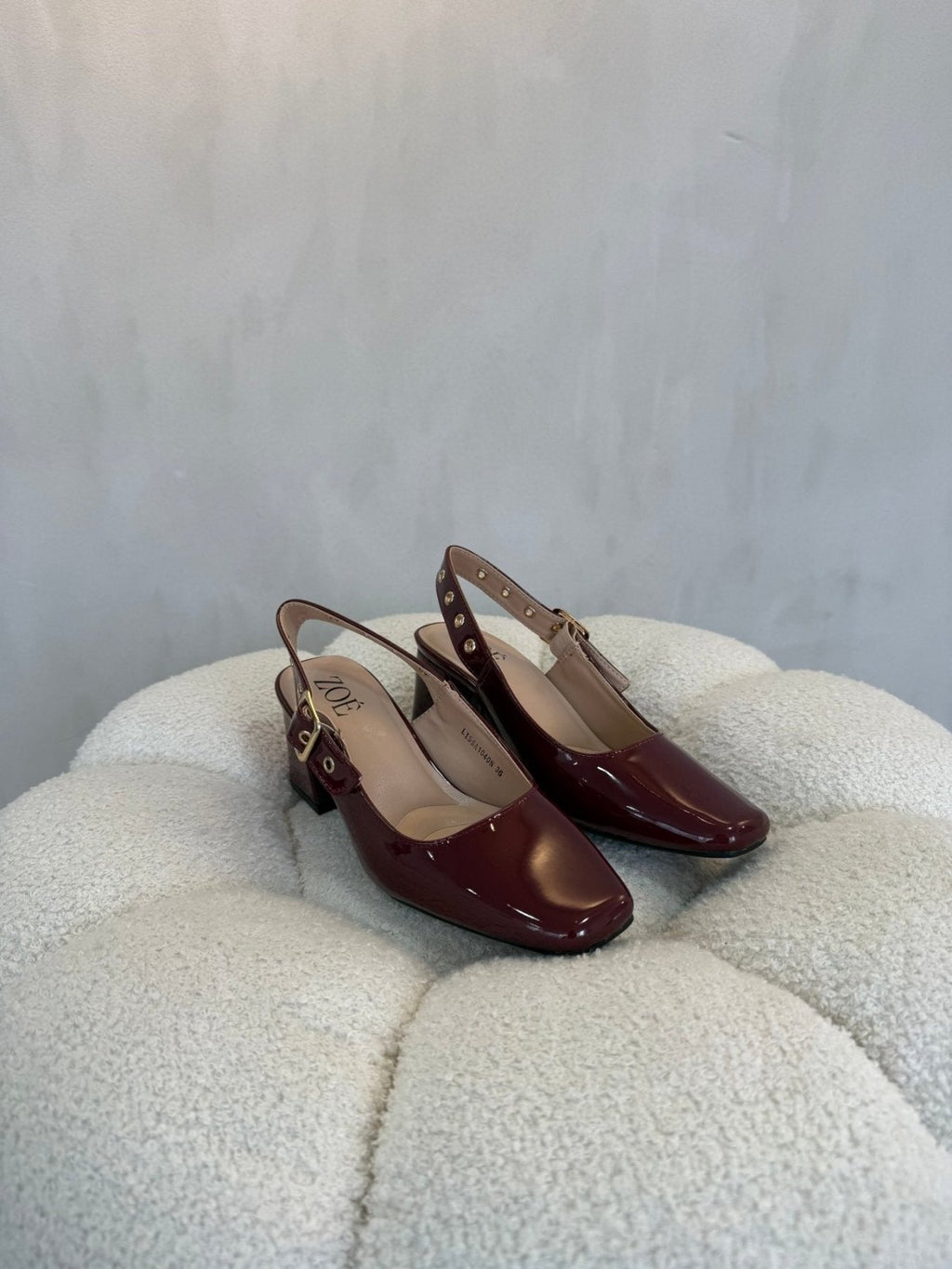 Tacones Burgundy Charol 15081 Hebilla Slingback Tacón Medio de mujer Zoé Brand Costa Rica - Calzado 365