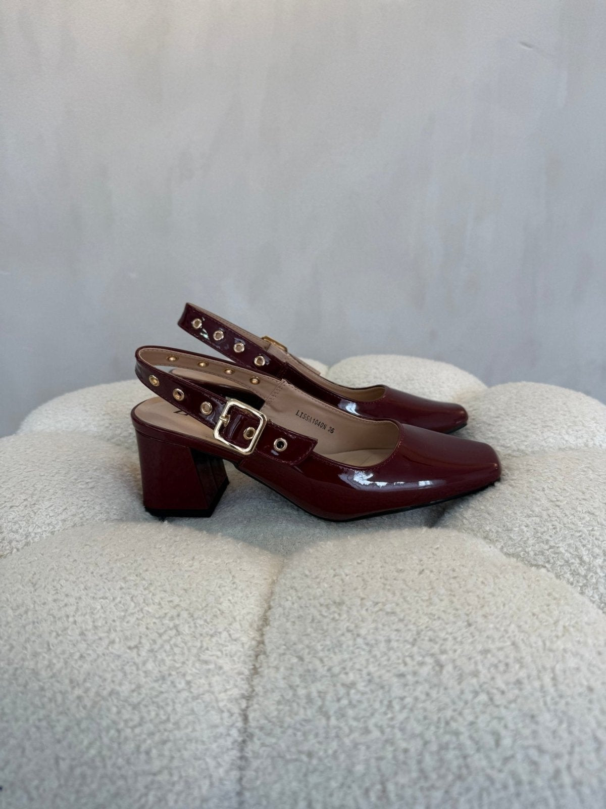 Tacones Burgundy Charol 15081 Hebilla Slingback Tacón Medio de mujer Zoé Brand Costa Rica - Calzado 365