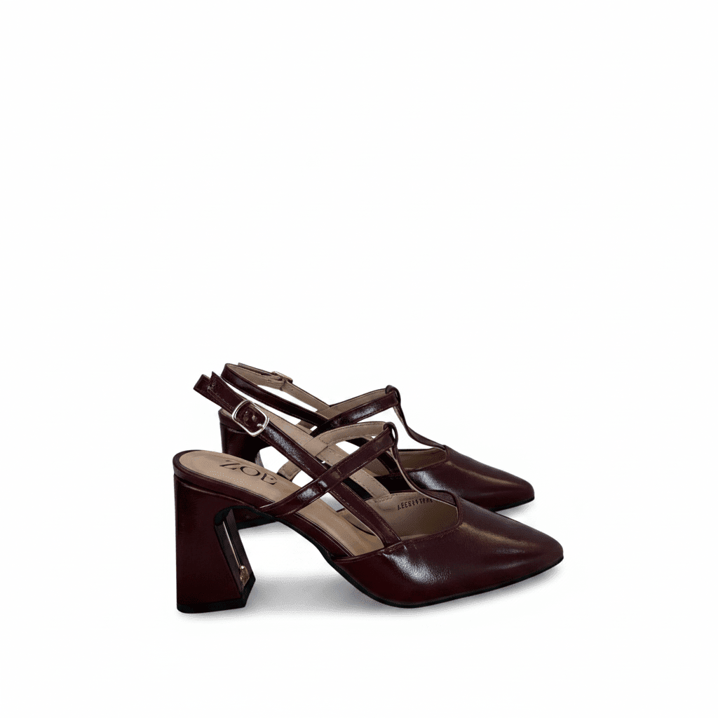 Tacones Burgundy Charol 15095 Hebilla Tacón Alto Punta Fina de mujer Costa Rica - Calzado 365