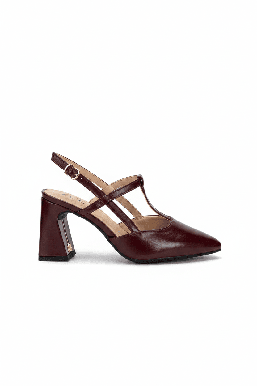 Tacones Burgundy Charol 15095 Hebilla Tacón Alto Punta Fina de mujer Costa Rica - Calzado 365