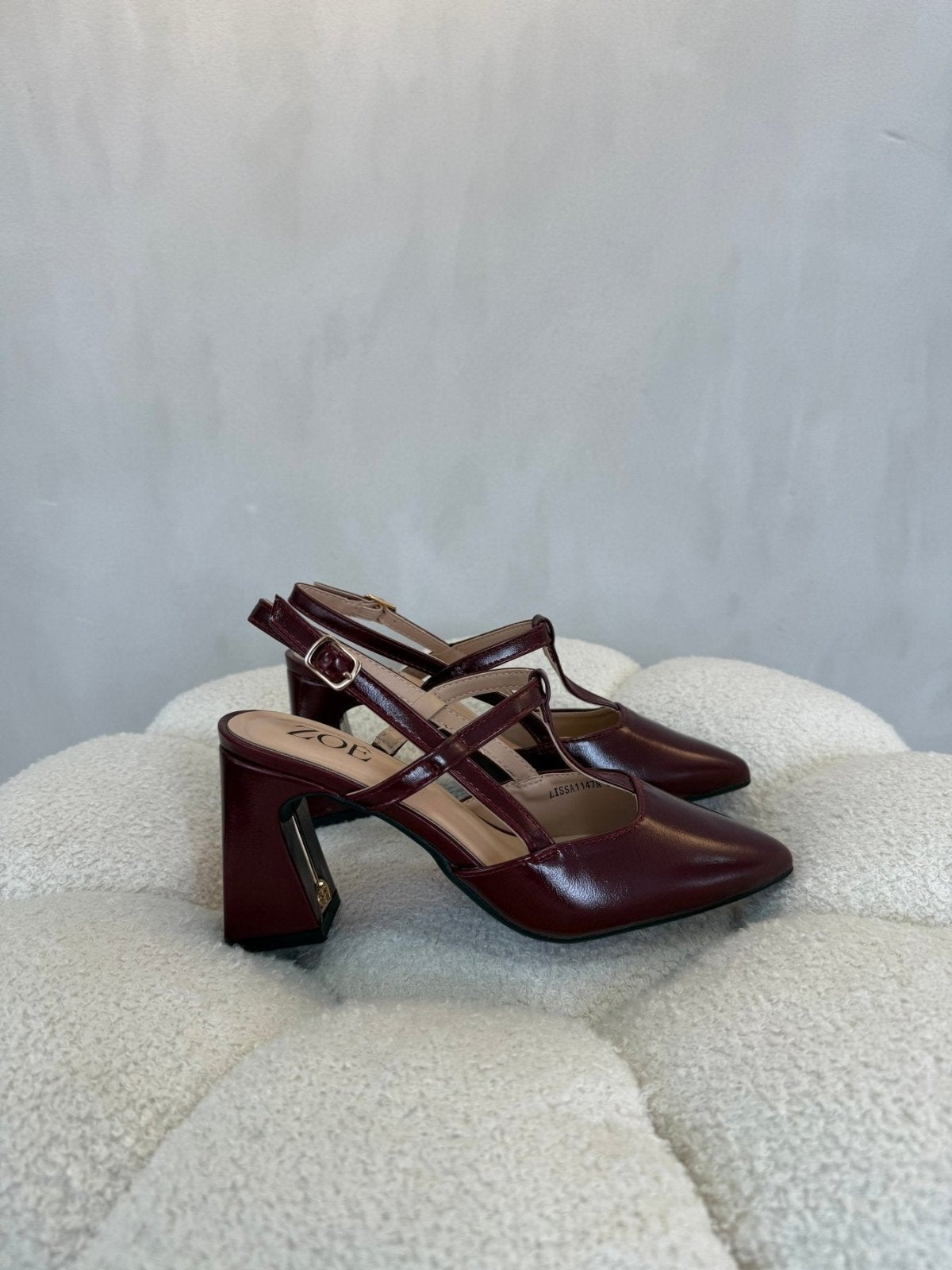 Tacones Burgundy Charol 15095 Hebilla Tacón Alto Punta Fina de mujer Costa Rica - Calzado 365