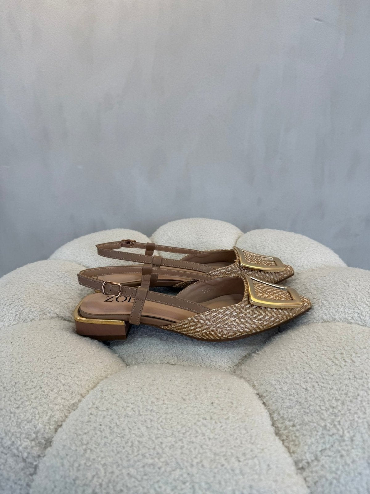Tacones Camel 15093 Tacón Bajo Punta Cuadrada Slingback de mujer Costa Rica - Calzado 365