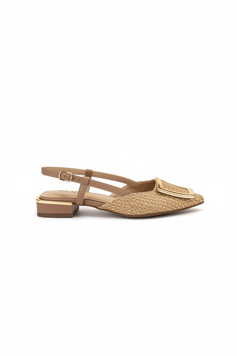 Tacones Camel 15093 Tacón Bajo Punta Cuadrada Slingback de mujer Costa Rica - Calzado 365