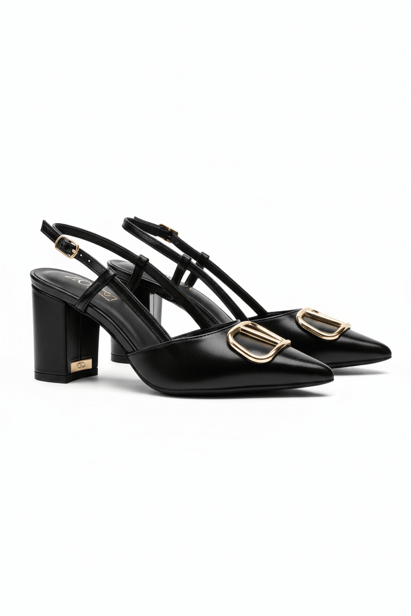 Tacones Negro 14997 Hebillas Slingback Ejecutivo de mujer Calzado 365 Costa Rica - Calzado 365