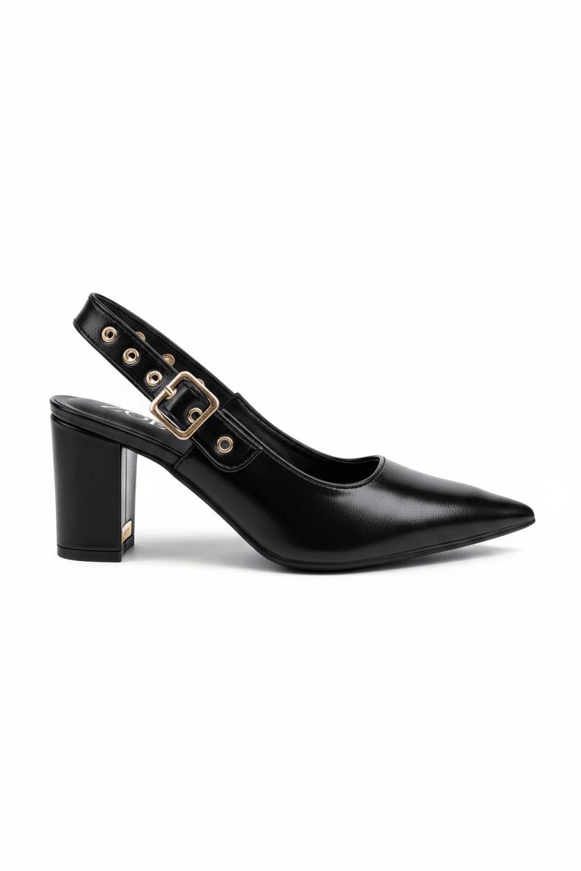 Tacones Negro 15002 Slingback Hebilla Ejecutivo de mujer Calzado 365 Costa Rica - Calzado 365