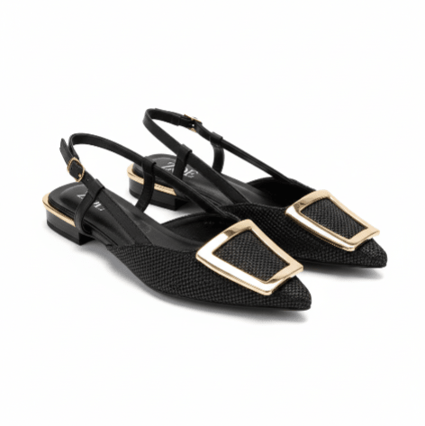 Tacones Negro 15091 Slingback Tacón Bajo Punta Fina de mujer Zoé Brand Costa Rica - Calzado 365
