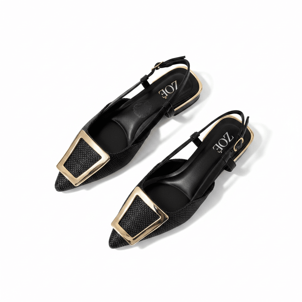 Tacones Negro 15091 Tacón Bajo Punta Fina Slingback de mujer Costa Rica - Calzado 365