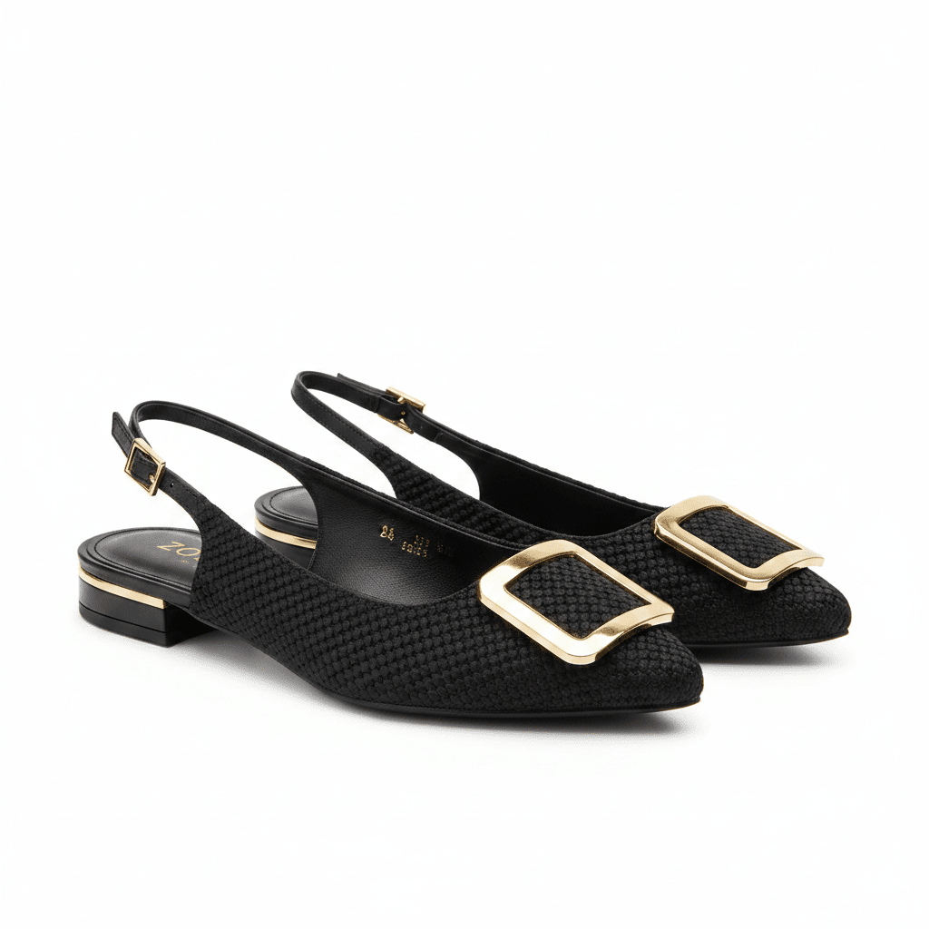 Tacones Negro 15091 Tacón Bajo Punta Fina Slingback de mujer Costa Rica - Calzado 365