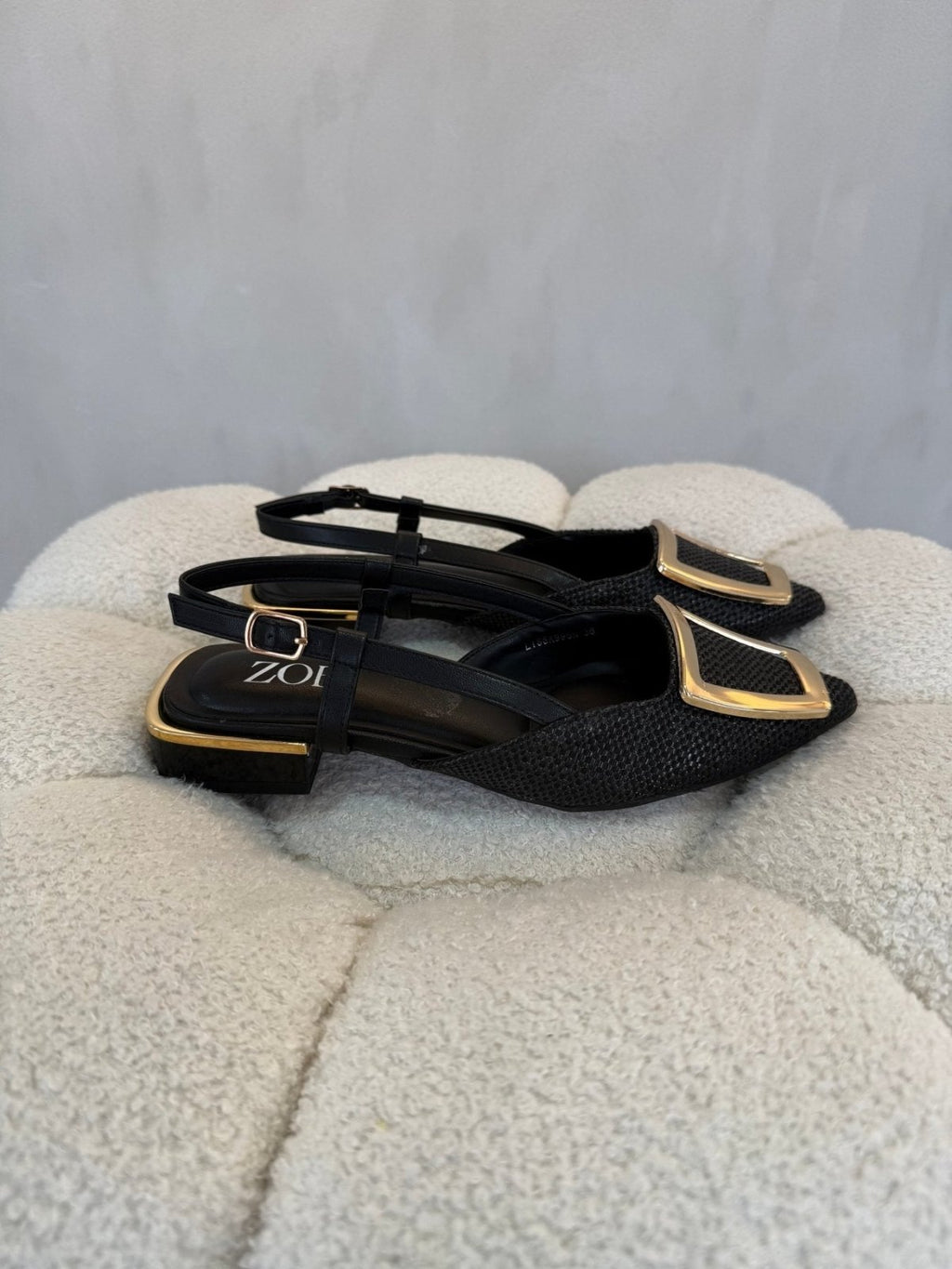 Tacones Negro 15091 Tacón Bajo Punta Fina Slingback de mujer Costa Rica - Calzado 365