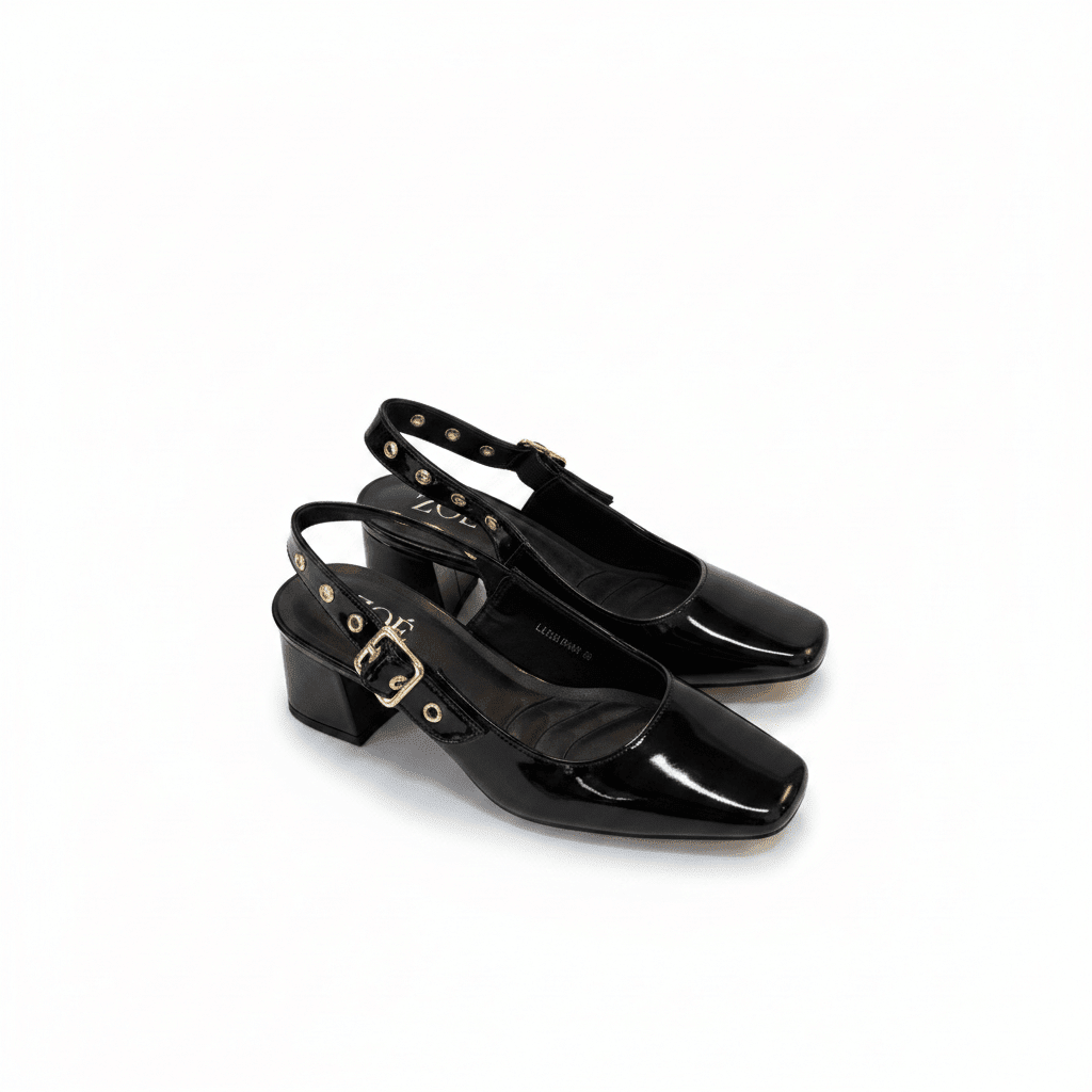 Tacones Negro Charol 15079 Hebilla Slingback Tacón Medio de mujer Zoé Brand Costa Rica - Calzado 365