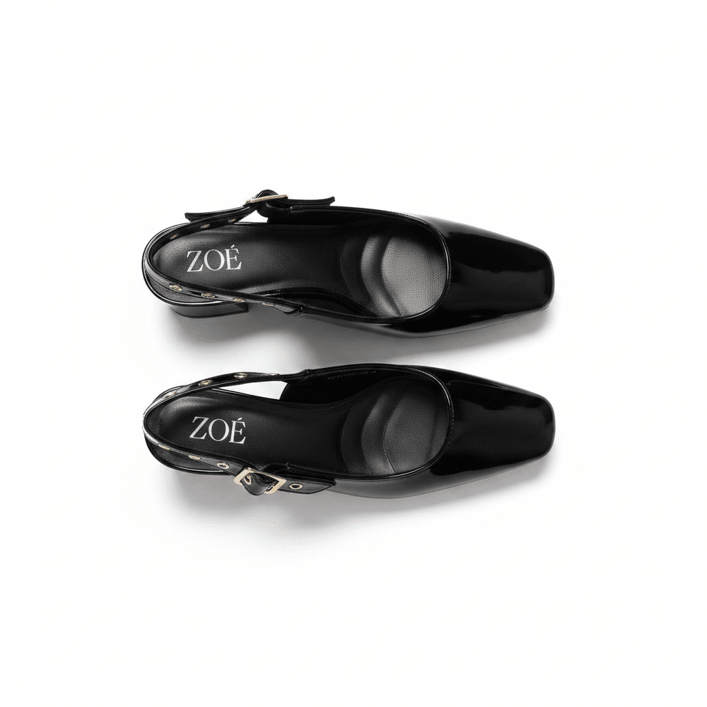 Tacones Negro Charol 15079 Hebilla Slingback Tacón Medio de mujer Zoé Brand Costa Rica - Calzado 365