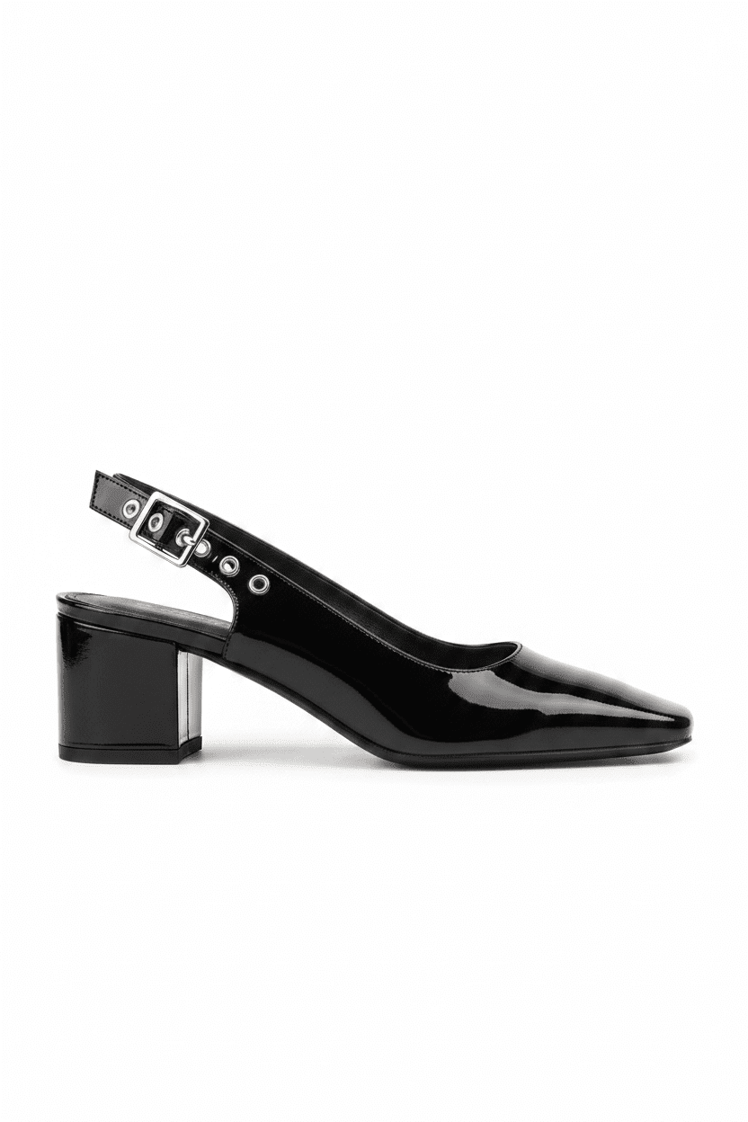 Tacones Negro Charol 15079 Hebilla Slingback Tacón Medio de mujer Zoé Brand Costa Rica - Calzado 365
