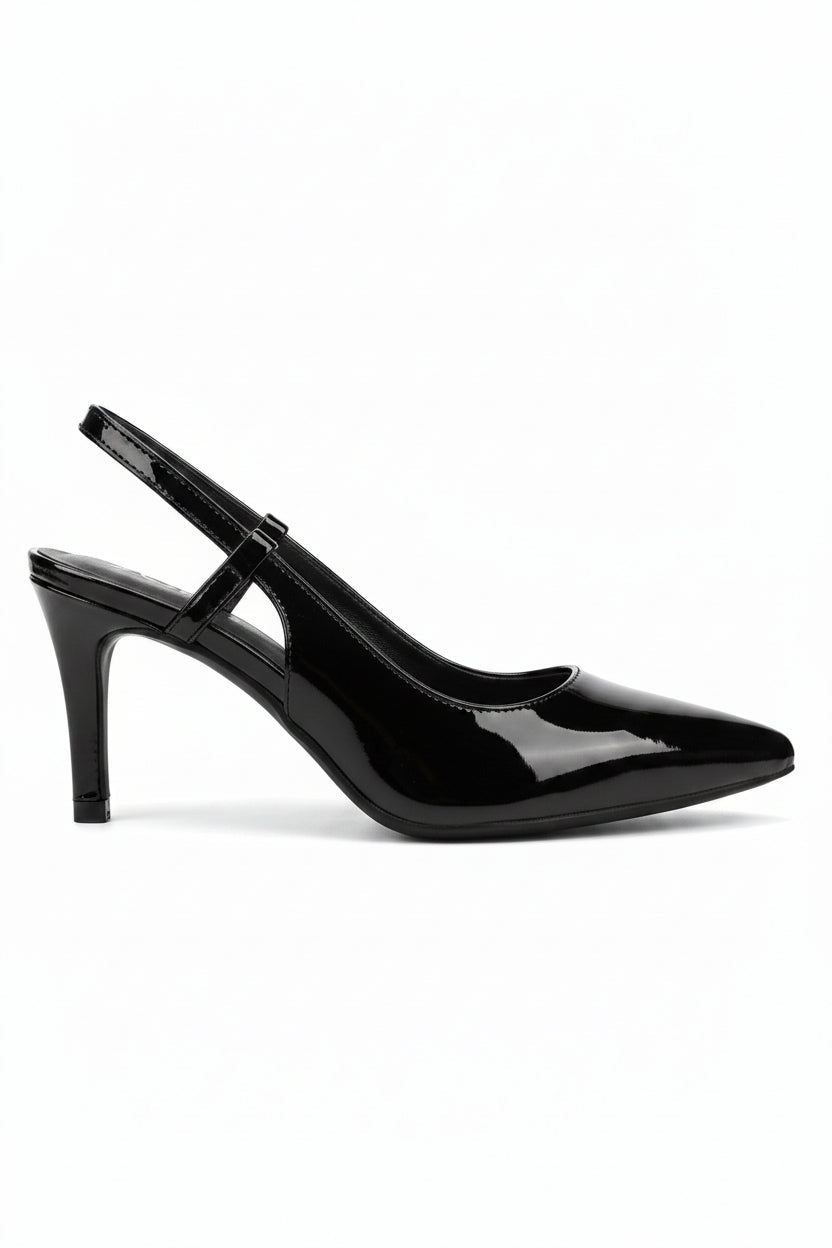 Tacones Negro Charol 15096 Punta Fina Slingback de mujer Costa Rica - Calzado 365